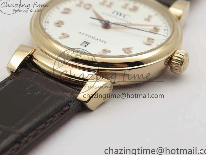 MIROTIME 0722 Neat Da Vinci IW356601 RG MKF 1:1 Best Edition White Dial On Brown Leather Strap A 7230